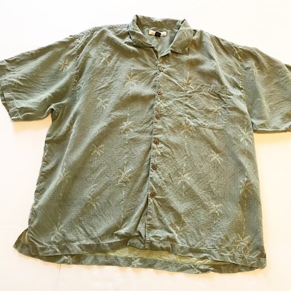 Tommy Bahama Other - TOMMY BAHAMA Silk Green Hawaiian Print Short Sleeve Button Up Shirt Mens XXL